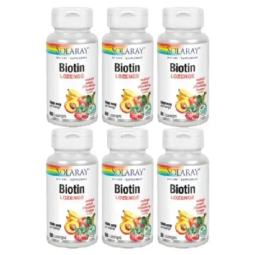 6개 Solaray 솔라레이 <b>비오틴</b> <b>로젠지</b> <b>5000mcg 60</b>개입