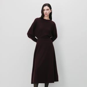 [아이잗컬렉션(OUTLET)] 울 돌먼 슬리브 니트 원피스 (WINE) CPAA1OP381