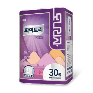 헬로 100% 천연펄프 휴지 화장지 모나리자 화이트리(21m) 3겹 30롤 두루마리휴지