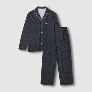 [자주] 여 피치스킨 체크 10부 파자마 세트 - 다크 네이비 (J215401016)