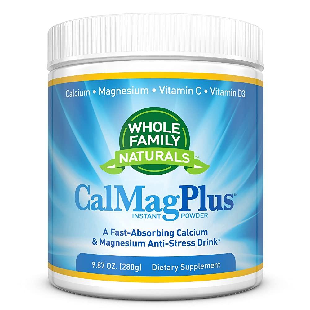 칼슘 마그네슘 파우더 보충제 - 비타민 C 및 D3가 함유된 <b>CalMag Plus</b> - 글루텐 프리 GMO 프리 - 천연 진정 칼 매그 음료 - 근육을 위한 칼슘 매그 - 진정  1