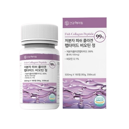 건강헤아림 저분자 피쉬 콜라겐 펩타이드 비오틴 정 500mg x 180정, 1개