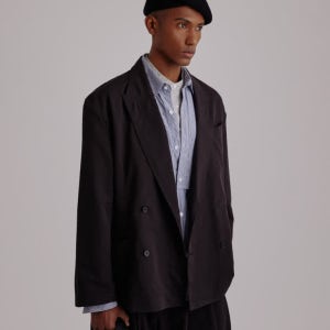 [the H] 린넨 더블 블레스티드 자켓,SPIPCNJK331MBLK