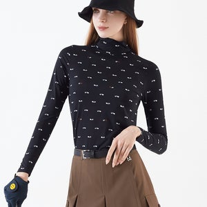 트윈 더기 패턴 폴라넥 라운딩 티셔츠 FL09TS113S