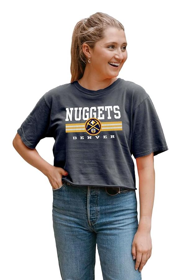 [아마존 공식]Blue 84 여성용 NBA 공식 라이선스 크롭 <b>탑</b> 티셔츠 <b>링스</b>펀 팀 색상