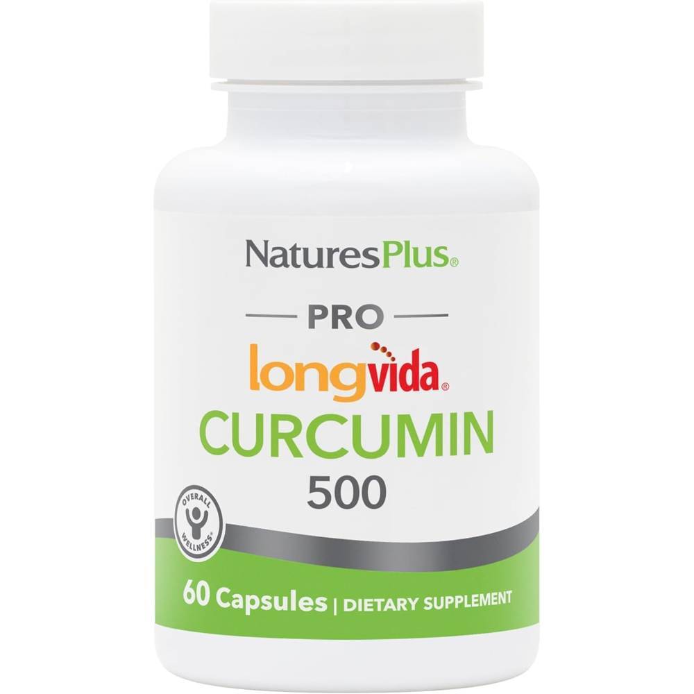Natures Plus 강황 커큐민 내추럴스 플러스 프로 롱비다 500mg - 60캡슐 건강한 프리 라디칼 <b>보호</b> 촉진 비유전 비건 및 글루텐 60인분  Natures Plus 강황