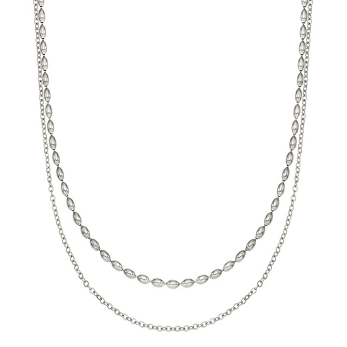 로아주 여성용 oval ball chain layered necklace WHITE FREE
