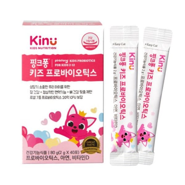 GNC 건강식품관 [키누] <b>핑크퐁 키즈</b> 프오바이오틱스 (40포) / <b>어린이</b> 유산균 멀티 고함량 영양제