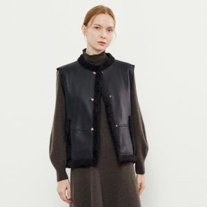 [아이잗바바] 리버 무스탕 볼륨 베스트 (BLACK) BPAA3FR061