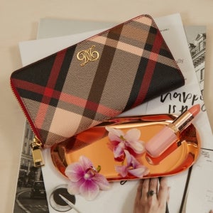 [닥스 액세서리 여성] [스테디셀러]레드 체크 가죽 지퍼형장지갑 WCWA4F700R2