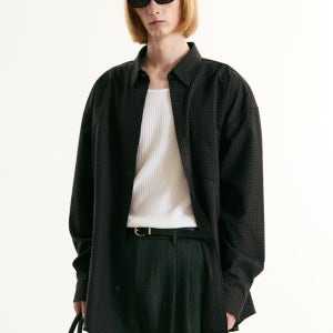 [티엔지티] Micro-check Oversized Shirt (Black) TNSH5F103BK