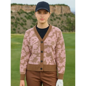 [맥케이슨]  여성 울혼방 씨슬플라쥬 가디건 핑크 MDW3SC609PNK