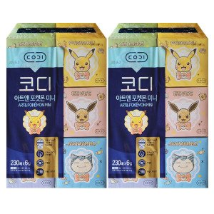코디 아트앤 포켓몬 미니각티슈 2팩 230매 12입 /천연펄프 무향 무잉크 무형광 정사각