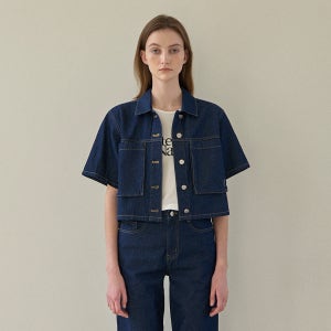 (Z-BL-4138)SELVEDGE SET-UP HALF SLEEVE DENIM SHIRT