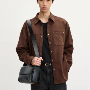 [티엔지티] Faux Suede Oversized Shirt (Brown) TNSH5F101W2
