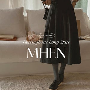 [울20%]므헨 헤링본 포켓 겨울 롱 스커트