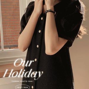 [연말룩/울50%]데이든 부클 트위드 울 겨울 원피스