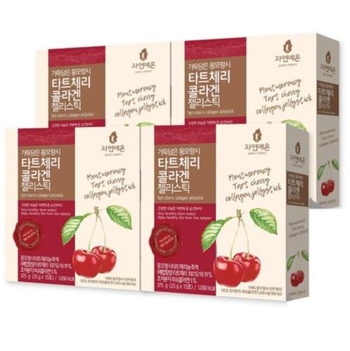 <b>자연에온 가득담은</b> 몽모랑시 <b>타트체리 콜라겐 젤리스틱</b> 25g x 15포 4박스 (60포)
