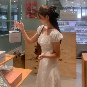 [무료배송]델 플라워 퍼프 롱 원피스