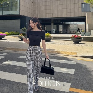 [기획특가/MADE]체크 와이드 밴딩 팬츠(자체제작 제작상품 여름팬츠 여름바지 밴딩바지 체크바지 와이드팬츠 데일리 꾸안꾸 캐주얼 스트릿 청순 데이트룩)