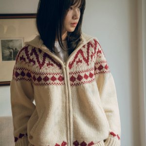 [반원아틀리에] KN4242 Nordic knit hood zip-up_Cream E5P2XX00343