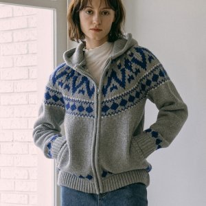 [반원아틀리에] KN4242 Nordic knit hood zip-up_Gray E5P2XX00753