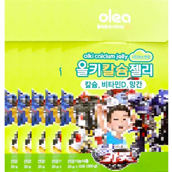 <b>아주약품</b> 올레아 올키 <b>칼슘</b> 젤리 샤인머스켓맛 20g x 15포 x 5박스 75일분
