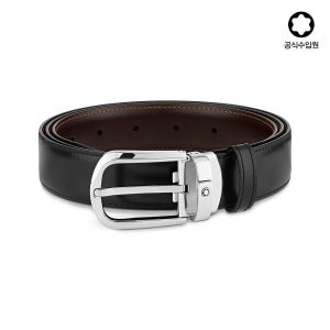 몽블랑 BEST 곡선 형태의 말발굽형 버클 30mm 블랙/브라운 리버서블 레더 벨트 114412