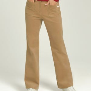 [더블플래그 여성] [완판재입고][Signature] 베이지 여성 코듀로이 더블포켓 포인트 부츠컷 팬츠 DWPA5D713I2