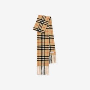 Burberry 슬림 체크 캐시미어 스카프, 샌드 베이지