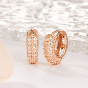 [비앤비골드] 14K 큐빅 파베 라운딩 원터치 링 귀걸이 한쌍 PNE41901_250715E41901