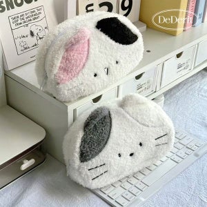 데데리트 귀여운 동물 뽀글이 점눈 고양이 인형 필통 필기구 문구 펜케이스 화장품 파우치 학용품 학교 친구 조카 신학기 새학기 입학 졸업 생일 선물