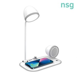 레나앤마켓 핸드폰무선충전기 3in1 LED스탠드 수면침대등 블루투스스피커 CW-CSL500