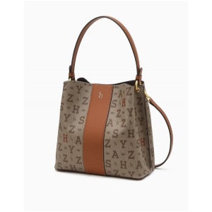 [헤지스] 브라운 로고패턴 가죽 토트백 WIBA4F103W2