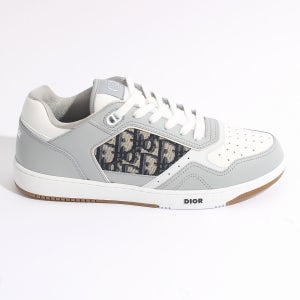 디올 B27 오블리크 자카드 스무스 카프스킨 로우탑 남성 스니커즈 그레이 화이트 3SN272ZIR165
