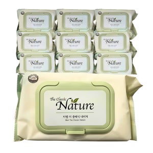 미엘 클래식 네이처 레이온100% 물티슈 60gsm 100매(캡) 10팩