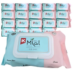 미엘 클래식 물티슈 50gsm 100매(캡) 20팩
