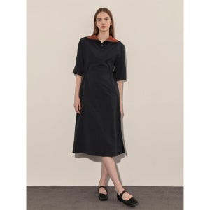 올리비아로렌 배색 니트카라 원피스VVCOA4F7381