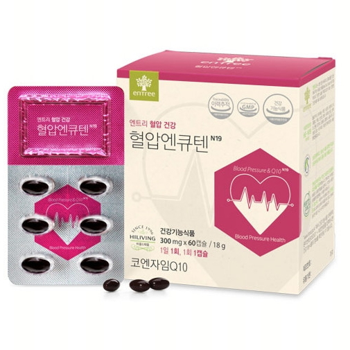 혈압건강 엔트리 혈압<b>엔큐</b>텐 고순도 코엔자임Q함유 높은혈압 DOWN 항산화건강 UP 2개월분  60정  1개