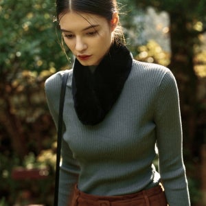 [닥스 액세서리] [DAKS MUFFLER][DAKS FUR]여성 블랙 렉스퍼 머플러 DBMU5F985BK