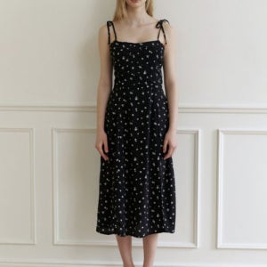 [카인더베이비] Bloom flower ribbon dress - black fw02