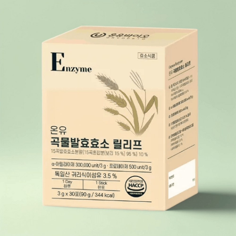 온유바이오 <b>온유 곡물발효효소 릴리프</b> 탄단지분해 곡물효소  4개  30회분