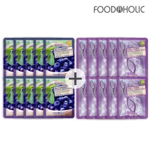 푸드어홀릭 (20매/블루베리+콜라겐)푸드3D 내추럴에센스 마스크팩