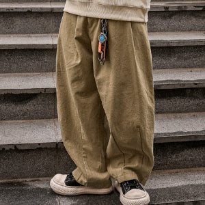 (L-5XL)말루드 와이드핏 벌룬밴딩팬츠[FLOW 바이오워싱 키링고리,빅사이즈]