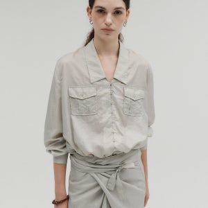 [솔티페블] [2nd REORDER] POCKET BUTTON GLOSSY SHIRTS [BEIGE]