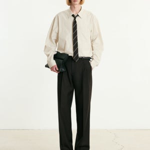 [티엔지티] Virgin-wool Herringbone Wide fit Pants (Vintage Brown) TNPA5F104W2