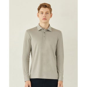 [닥스]  베이지 단색 울 긴팔카라티셔츠 DMTS2C071I1