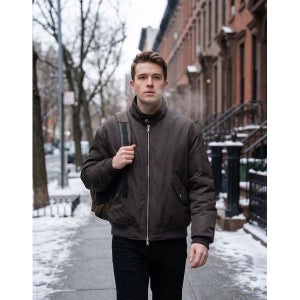 [질스튜어트뉴욕 맨]  카키 사틴 오버핏 블루종 점퍼 JNJU3C205K3