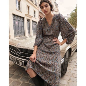 [아떼바네사브루노] 와인 빅플라워 긴팔 원피스 VIDR2F201D2