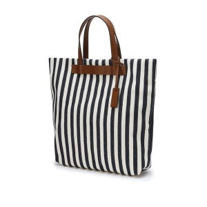 [헤지스 액세서리]  남성 네이비 스트라이프 면 토트백 HJBA3F017N2